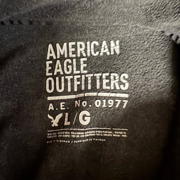 American Eagle Outfitters Fleece Pullover Jacket Mens Size Large Black Casual - Picture 6 of 10